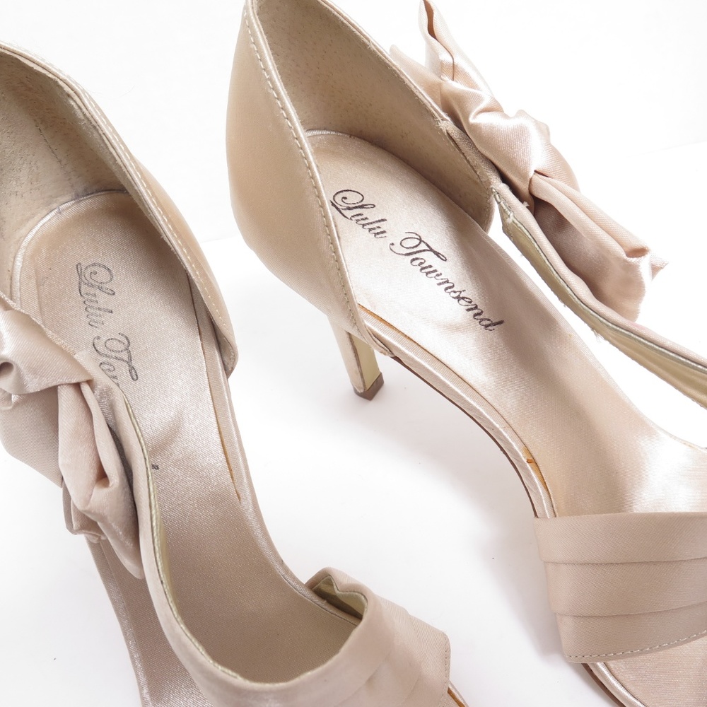 LULU TOWNSEND Satin Champagne High‎ Heel Shoes - Picture 3 of 8